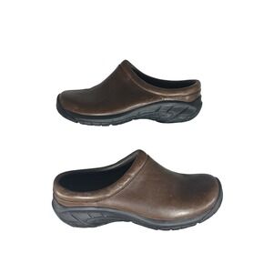 Merrell Womens Brown Leather Slip On Comfort Clogs Shoes Size 8.5 J598432